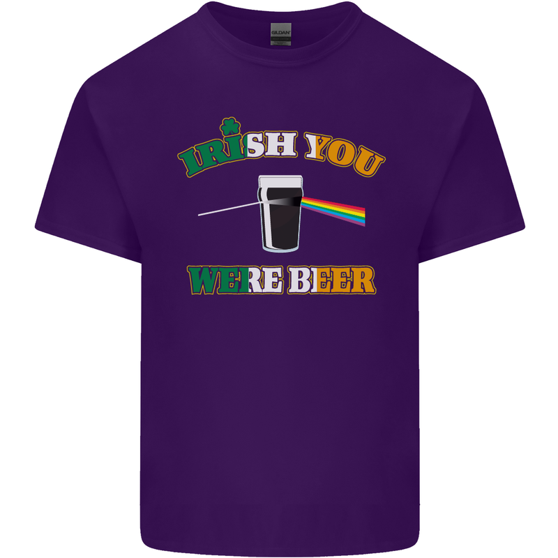 Irish You Were Beer St. Patrick's Day Beer Mens Cotton T-Shirt Tee Top Purple