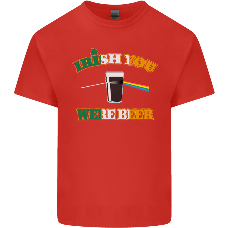 Irish You Were Beer St. Patrick's Day Beer Mens Cotton T-Shirt Tee Top Red
