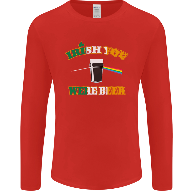 Irish You Were Beer St. Patrick's Day Beer Mens Long Sleeve T-Shirt Red