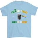 Irish You Were Beer St. Patrick's Day Beer Mens T-Shirt Cotton Gildan Light Blue