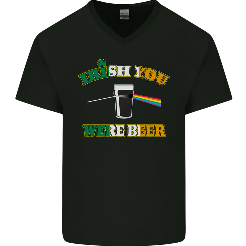Irish You Were Beer St. Patrick's Day Beer Mens V-Neck Cotton T-Shirt Black