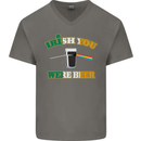 Irish You Were Beer St. Patrick's Day Beer Mens V-Neck Cotton T-Shirt Charcoal