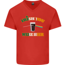 Irish You Were Beer St. Patrick's Day Beer Mens V-Neck Cotton T-Shirt Red