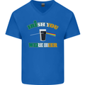 Irish You Were Beer St. Patrick's Day Beer Mens V-Neck Cotton T-Shirt Royal Blue
