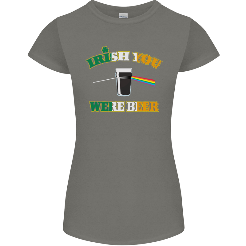 Irish You Were Beer St. Patrick's Day Beer Womens Petite Cut T-Shirt Charcoal