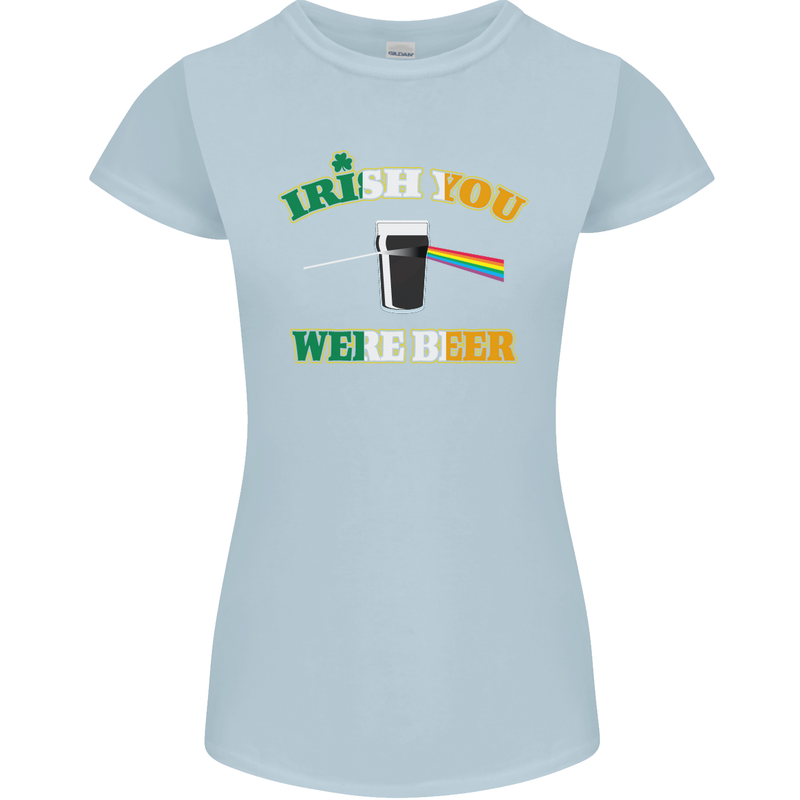 Irish You Were Beer St. Patrick's Day Beer Womens Petite Cut T-Shirt Light Blue