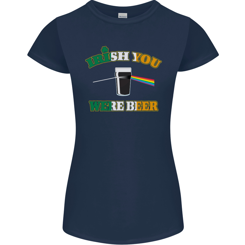 Irish You Were Beer St. Patrick's Day Beer Womens Petite Cut T-Shirt Navy Blue