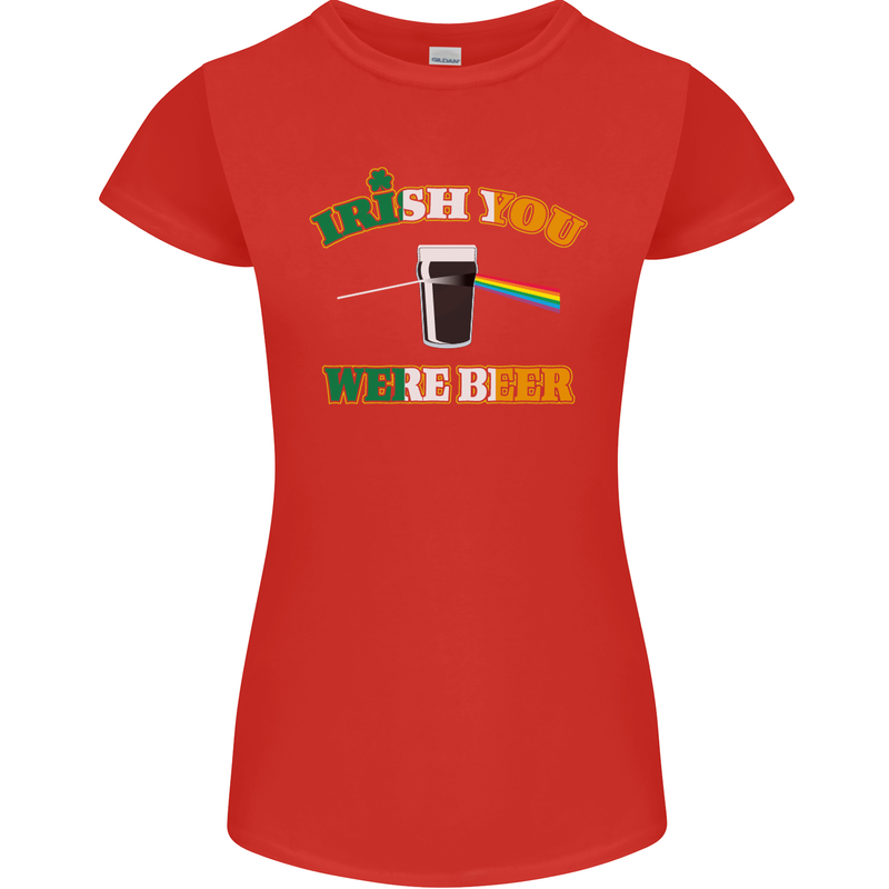 Irish You Were Beer St. Patrick's Day Beer Womens Petite Cut T-Shirt Red