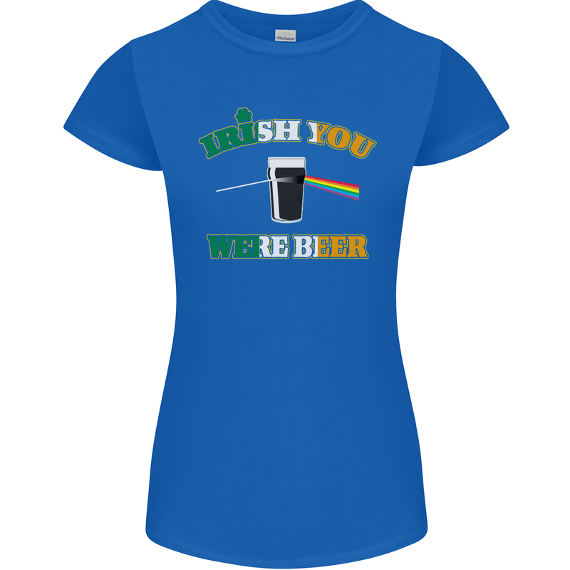 Irish You Were Beer St. Patrick's Day Beer Womens Petite Cut T-Shirt Royal Blue