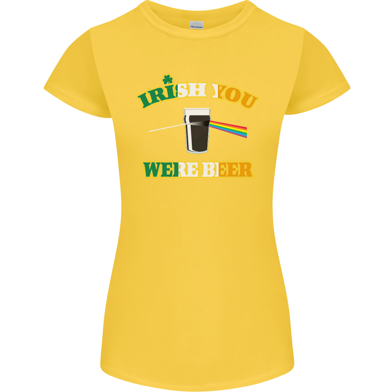 Irish You Were Beer St. Patrick's Day Beer Womens Petite Cut T-Shirt Yellow