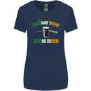 Irish You Were Beer St. Patrick's Day Beer Womens Wider Cut T-Shirt Navy Blue