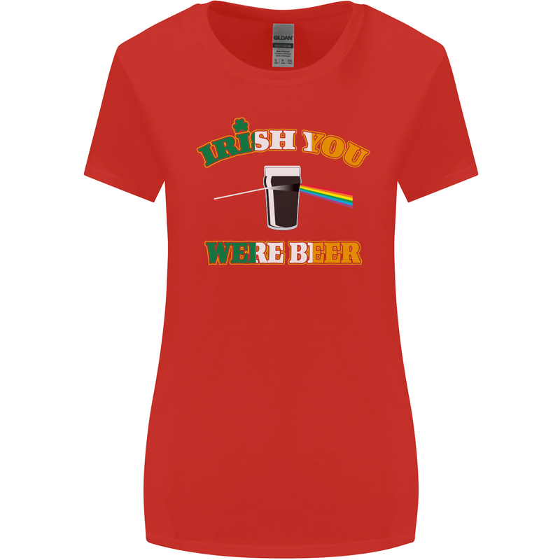 Irish You Were Beer St. Patrick's Day Beer Womens Wider Cut T-Shirt Red