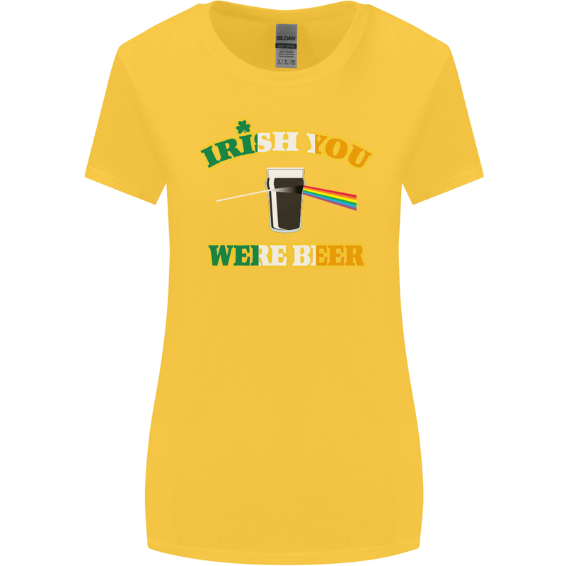 Irish You Were Beer St. Patrick's Day Beer Womens Wider Cut T-Shirt Yellow