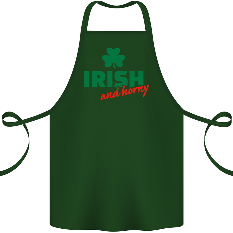 Irish and Horny St. Patrick's Day Cotton Apron 100% Organic Forest Green
