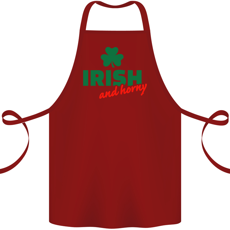 Irish and Horny St. Patrick's Day Cotton Apron 100% Organic Maroon