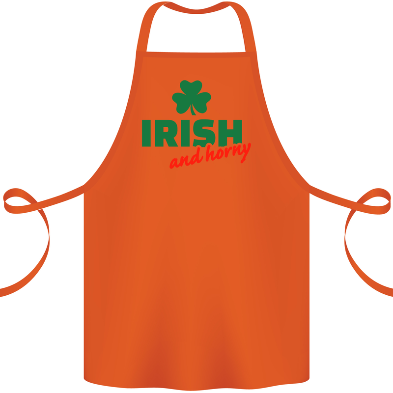 Irish and Horny St. Patrick's Day Cotton Apron 100% Organic Orange