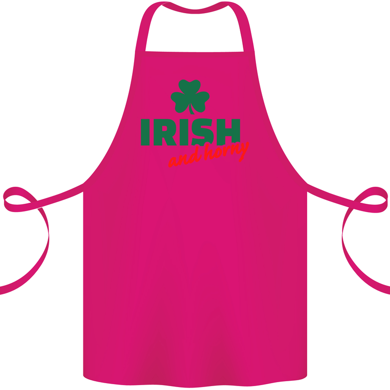 Irish and Horny St. Patrick's Day Cotton Apron 100% Organic Pink