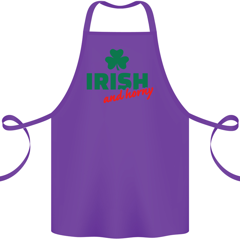 Irish and Horny St. Patrick's Day Cotton Apron 100% Organic Purple
