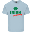 Irish and Horny St. Patrick's Day Kids T-Shirt Childrens Light Blue
