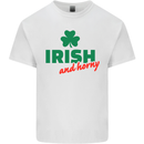 Irish and Horny St. Patrick's Day Kids T-Shirt Childrens White
