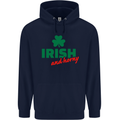 Irish and Horny St. Patrick's Day Mens 80% Cotton Hoodie Navy Blue