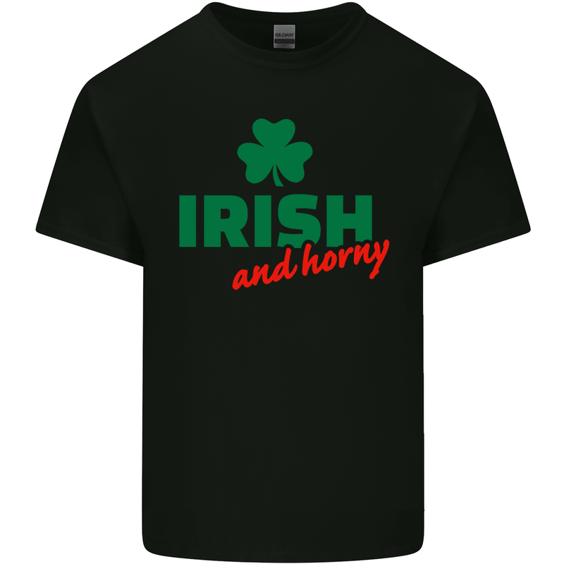 Irish and Horny St. Patrick's Day Mens Cotton T-Shirt Tee Top Black