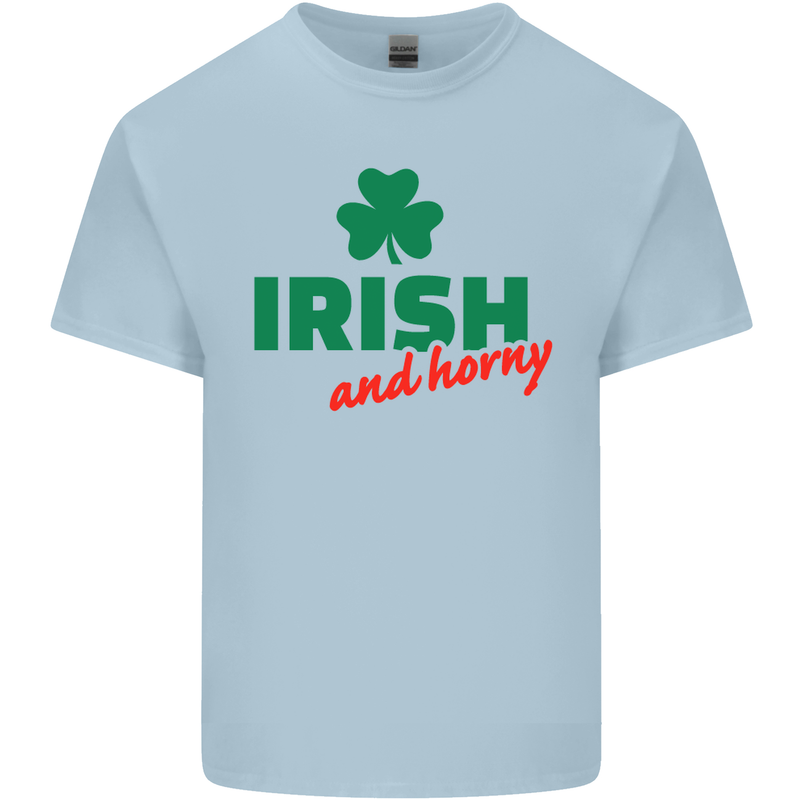 Irish and Horny St. Patrick's Day Mens Cotton T-Shirt Tee Top Light Blue