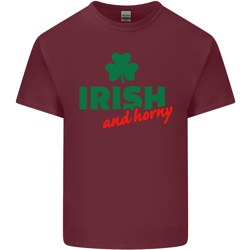Irish and Horny St. Patrick's Day Mens Cotton T-Shirt Tee Top Maroon