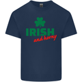 Irish and Horny St. Patrick's Day Mens Cotton T-Shirt Tee Top Navy Blue