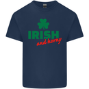 Irish and Horny St. Patrick's Day Mens Cotton T-Shirt Tee Top Navy Blue