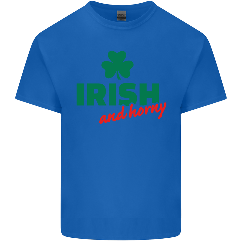 Irish and Horny St. Patrick's Day Mens Cotton T-Shirt Tee Top Royal Blue