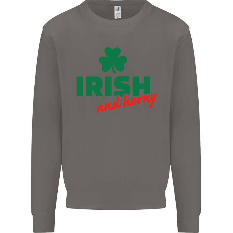 Irish and Horny St. Patrick's Day Mens Sweatshirt Jumper Charcoal