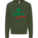Irish and Horny St. Patrick's Day Mens Sweatshirt Jumper Forest Green