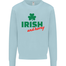 Irish and Horny St. Patrick's Day Mens Sweatshirt Jumper Light Blue