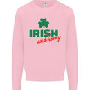 Irish and Horny St. Patrick's Day Mens Sweatshirt Jumper Light Pink