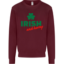 Irish and Horny St. Patrick's Day Mens Sweatshirt Jumper Maroon