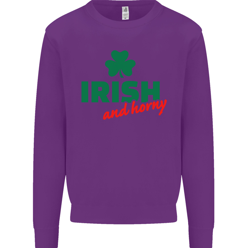 Irish and Horny St. Patrick's Day Mens Sweatshirt Jumper Purple