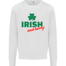 Irish and Horny St. Patrick's Day Mens Sweatshirt Jumper White
