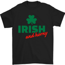 Irish and Horny St. Patrick's Day Mens T-Shirt Cotton Gildan Black