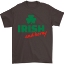 Irish and Horny St. Patrick's Day Mens T-Shirt Cotton Gildan Dark Chocolate