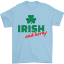 Irish and Horny St. Patrick's Day Mens T-Shirt Cotton Gildan Light Blue