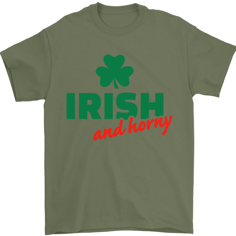 Irish and Horny St. Patrick's Day Mens T-Shirt Cotton Gildan Military Green