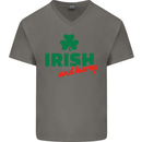 Irish and Horny St. Patrick's Day Mens V-Neck Cotton T-Shirt Charcoal