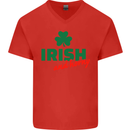 Irish and Horny St. Patrick's Day Mens V-Neck Cotton T-Shirt Red