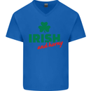 Irish and Horny St. Patrick's Day Mens V-Neck Cotton T-Shirt Royal Blue