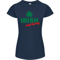 Irish and Horny St. Patrick's Day Womens Petite Cut T-Shirt Navy Blue