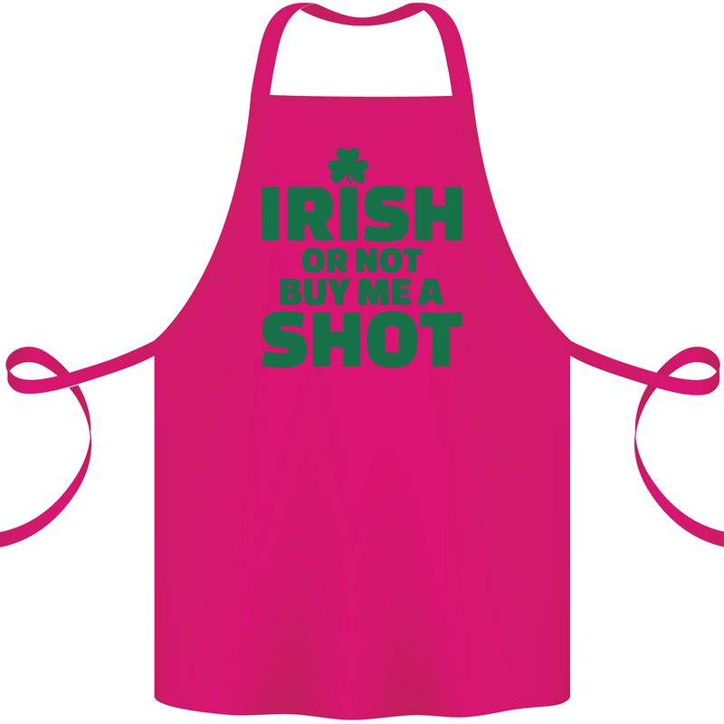 Irish or Not Buy Me a Shot St. Patricks Day Cotton Apron 100% Organic Pink