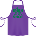 Irish or Not Buy Me a Shot St. Patricks Day Cotton Apron 100% Organic Purple