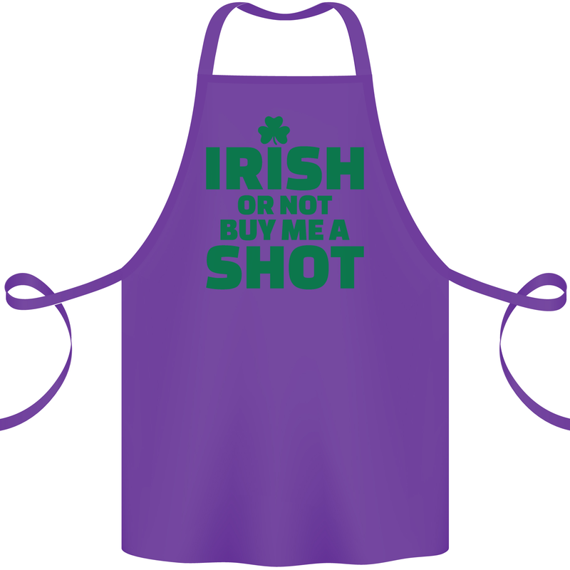Irish or Not Buy Me a Shot St. Patricks Day Cotton Apron 100% Organic Purple