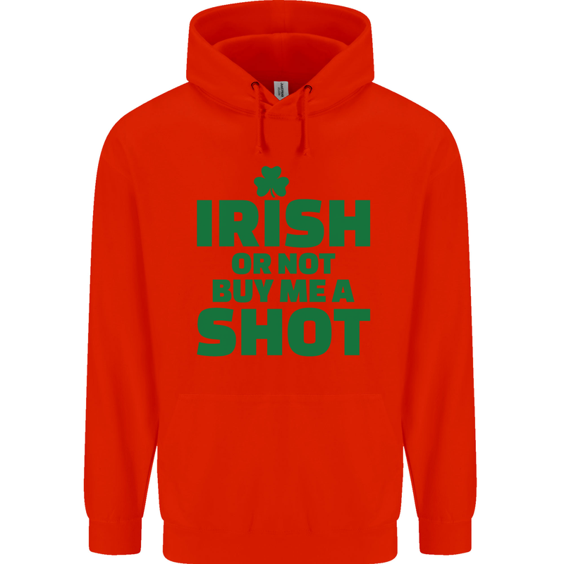 Irish or Not Buy Me a Shot St. Patricks Day Mens 80% Cotton Hoodie Bright Red